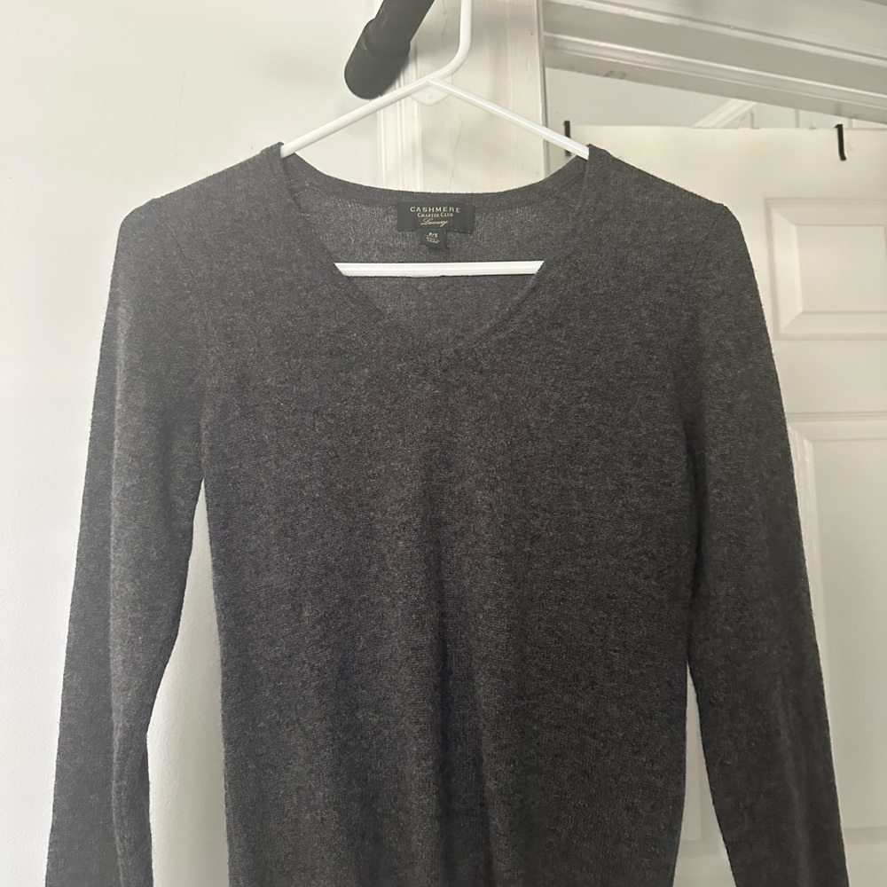 Charter Club Charcoal Gray Cashmere V-Neck Sweater